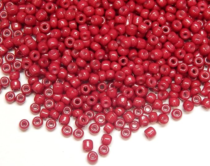 Perlin Glass Seed Beads 4mm 6/0 Round 1100pcs Mini Small Pony Spacer Beads Kit for Jewelry Making Earrings Bracelets Pendants Waist DIY Handmade (Wine Red Opaque)