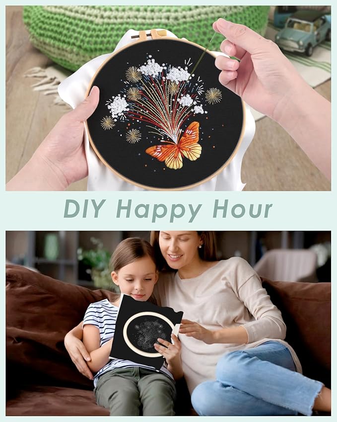 ERKOON 5 Sets Embroidery Kit for Beginners