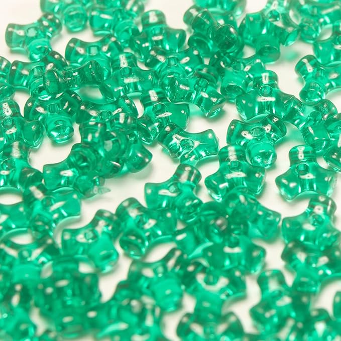1300 Pcs Acrylic 10mm Plastic 3-Sided Kandi Tri Beads Tri-Shaped Bone Beads Bulk for Wreath Candy Cane Rainbow Holiday Tree Decorations Bead Ornament Jewelry Making Kit (Translucent Green)