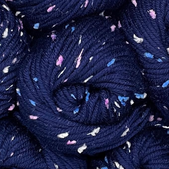 Tweed Twinkles Soft Baby Yarn for Crocheting, 8-Pack (696Yds / 400G), Free Patterns - Acrylic Baby Blanket Knitting Yarn with Flecks - Size 3 DK Light Worsted Weight - Midnight Blue