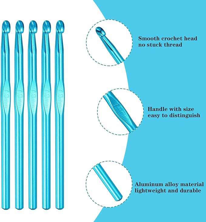 Hordolry 7mm Crochet Hooks Bulk, 18Pcs Aluminum Crochet Needle, Knitting Needles for Craft Yarn Contribute to Beginners