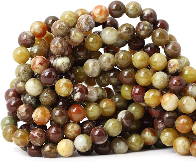 cheavian 45pcs 8mm natural yellowish green serpentine jade round loose stone beads for jewelry making 1 strand 15"