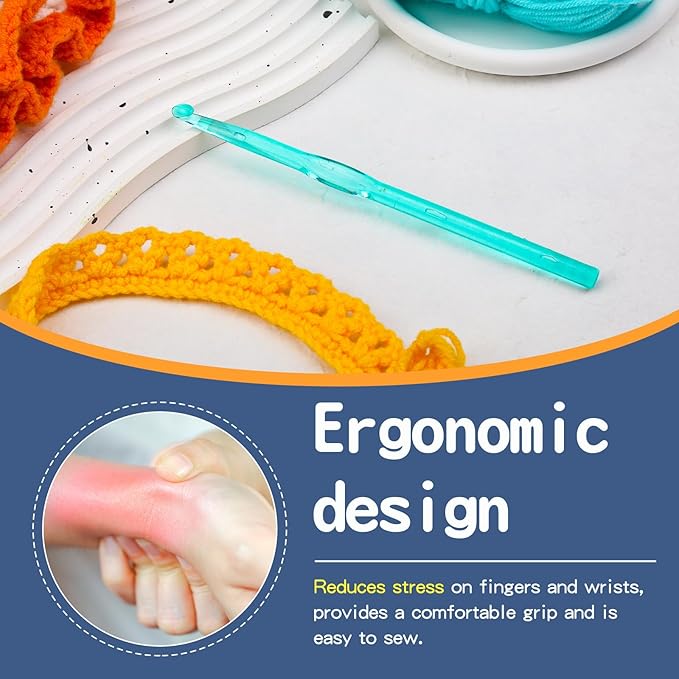 6.5 mm Crochet Hook, Ergonomic Handle for Arthritic Hands, Colorful Transparent Crochet Hook for Beginners and Crocheting Yarn(6.5 mm)