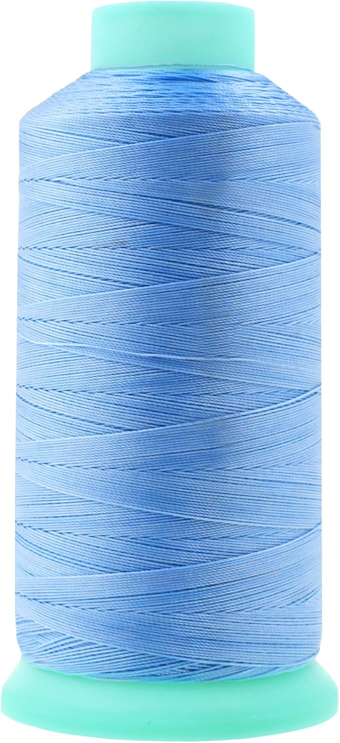Mandala Crafts Size 92 280D T90 Bonded Nylon Thread - Light Blue 1100 YDs Tex 90 Heavy Duty Sewing Threads for Leather, Jeans, Weaving, Outdoor Marine Upholstery