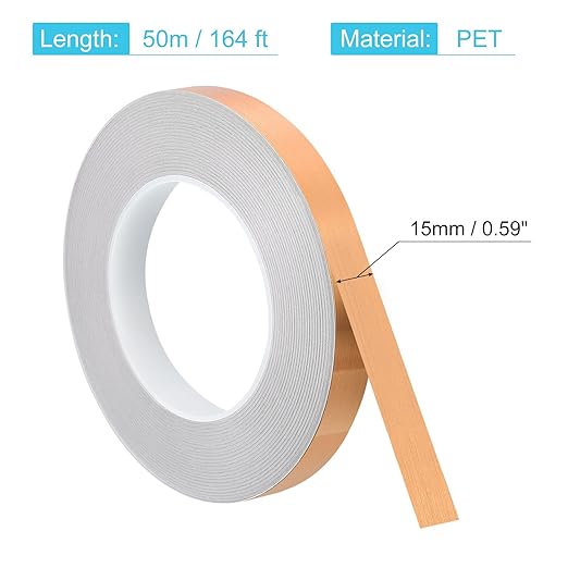 uxcell Metallic Tape, 0.59 in x 164 ft Self Adhesive Metalized Polyester Film Tape Waterproof Shiny Washi Tape for Walls Graphic Arts Gifts Wrapping Crafts Decoration, Brushed Rose Gold