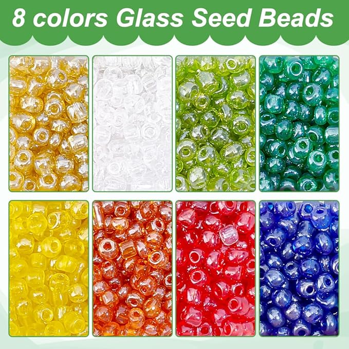 PH PandaHall About 1900 Pcs 6/0 Multicolor Beading Glass Seed Beads 8 Colors Round Pony Bead Mini Spacer Czech Beads Diameter 4mm for Jewelry Making