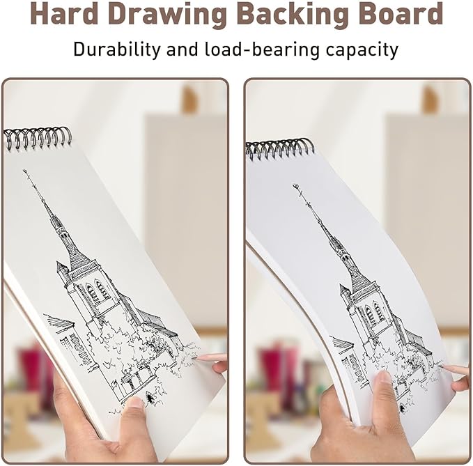 umriox small sketchbook 5.5"x8.5", 3-pack sketch pad (100 sheets each), top spiral bound sketchbook, acid-free drawing paper, art drawing pad for kids, beginners and students