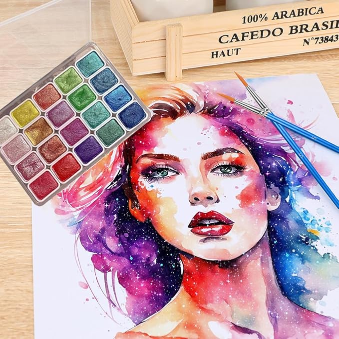 Christmas Forestry Shifting Watercolor Painting Set,Forestry - Color Shifting Watercolor Paint Set,20 Colors Watercolor Painting Setes,Shimmer Metallic Colourful Paints Sest,Metallic Watercolor Paint Sets (2 PCS)
