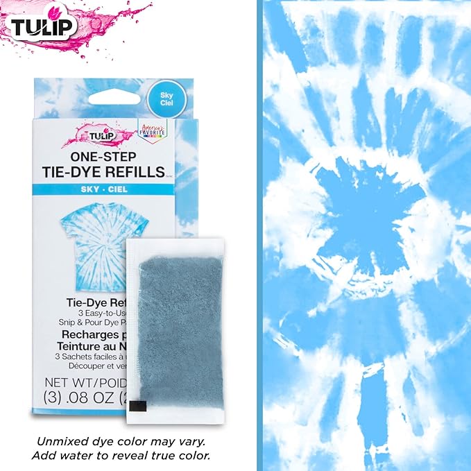 Tulip One-Step Tie-Dye Kit , 3 Fabric Dye Refill Packs, Packs, Sky