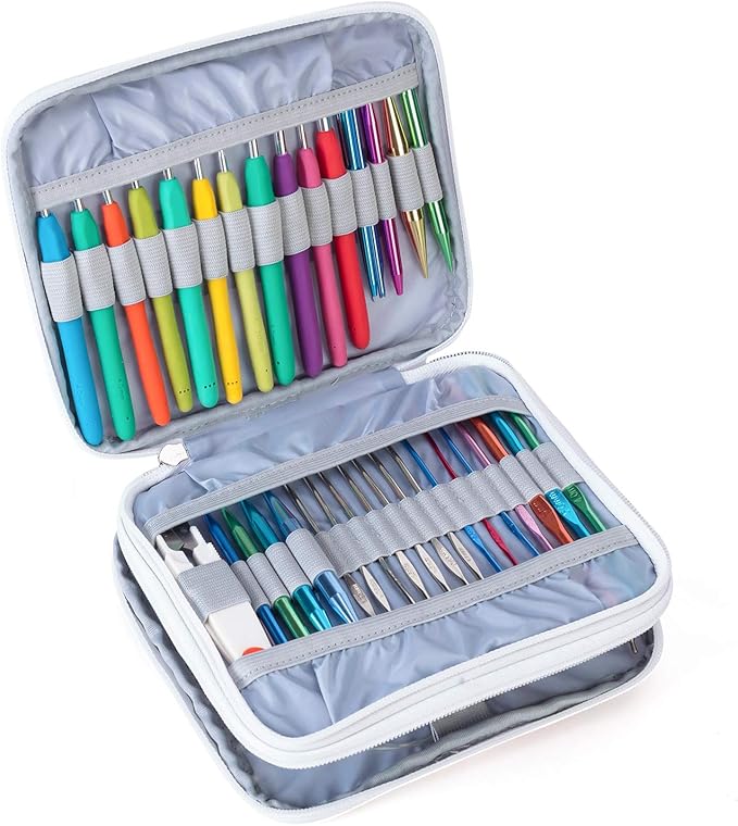 Teamoy Organizer Case for Interchangeable Circular Knitting Needles, Crochet Hooks and Knitting Accessories, Keep All in Place and Easy to Carry, Cats Pink (No Accessories Included)