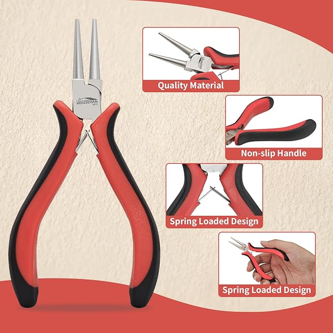 houseran round nose pliers for jewelry making, wire shaping, beading, jewelry repair