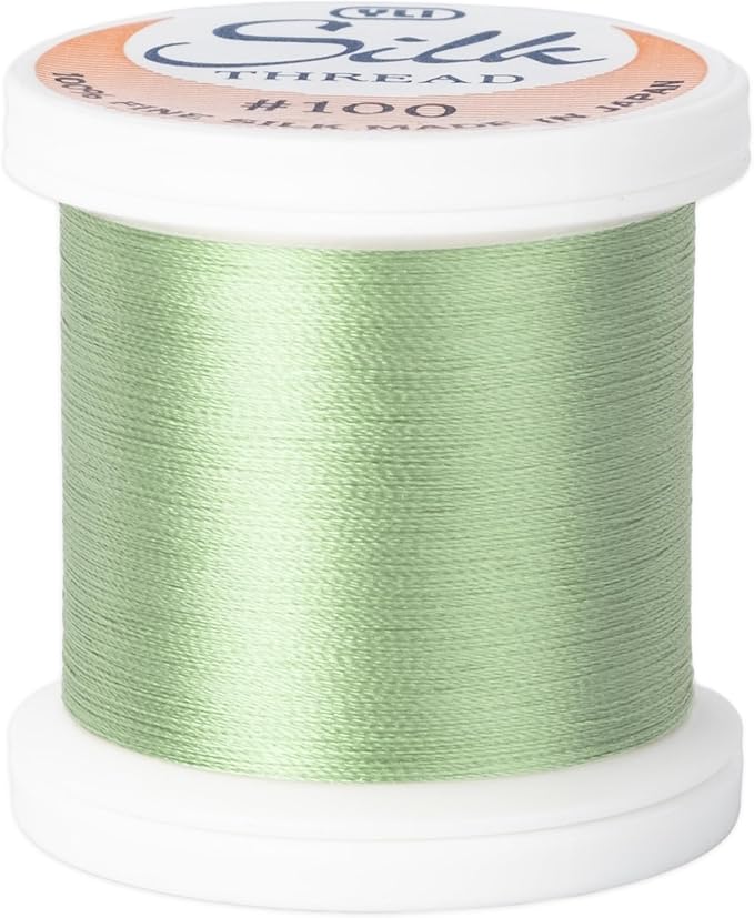 YLI Threads Silk Thread – 100 wt Fine Japanese Silk for Appliqué, EPP, and Quilting - Light Green