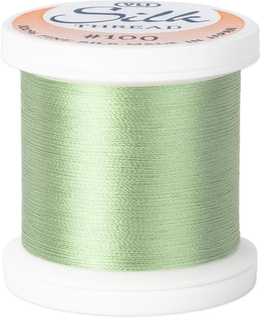 YLI Threads Silk Thread – 100 wt Fine Japanese Silk for Appliqué, EPP, and Quilting - Light Green