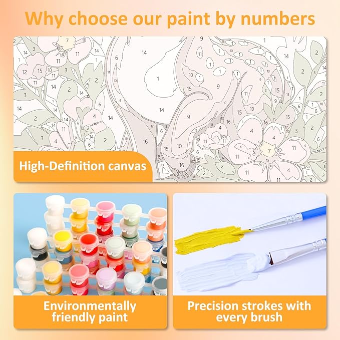 Paint by Numbers Kit for Kids with Frame, Deer Paint by Numbers for Kids Ages 4-8-12, DIY Deer Acrylic Oil Painting for Home Wall Art Decor Gift 7.8x7.8 inch (with Frame Easel)