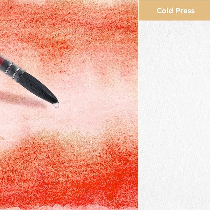 Lightwish Watercolor Sketchbook,100% Cotton Acid Free Watercolor Journal,300gsm/140lb Cold Press Watercolor Paper for Artists,Adults,Students,20 Sheets,9.25 * 6.3 Inches