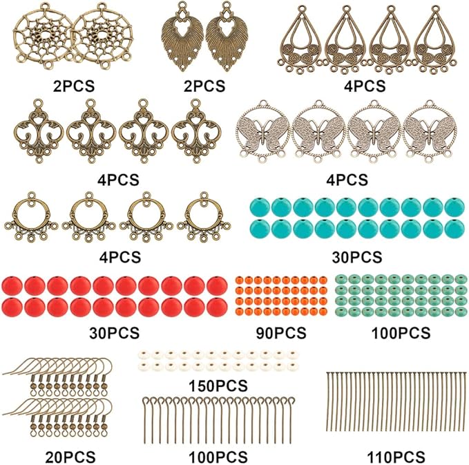 SUNNYCLUE 1 Box DIY Make 10 Pairs Bohemian Chandelier Earrings Making Kit Including Chandelier Links Turquoise Beads Earring Findings for Women Beginners DIY Earring Jewelry Making Crafts