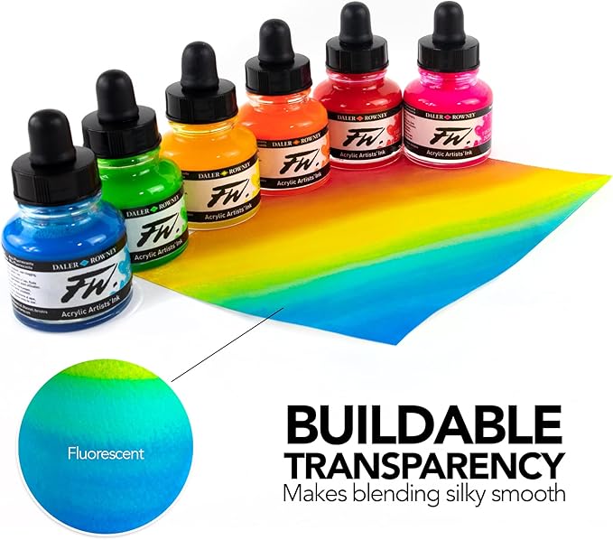 Daler Rowney FW ACR Ink Set 6X29.5ML NEON