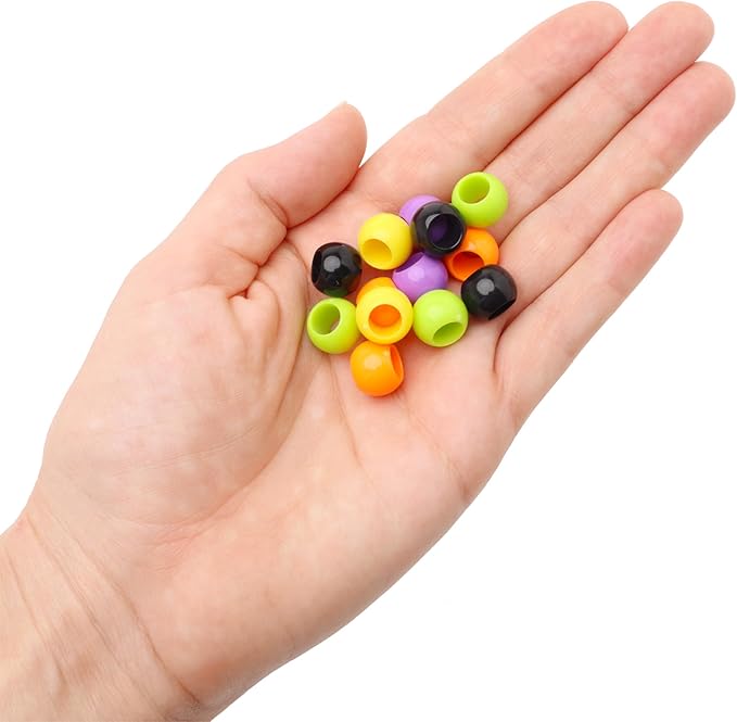 300 acrylic large hole beads for crafts and for hair 10mm x 12mm acrylic barrel beads with 5.7mm large hole, glossy halloween assortment
