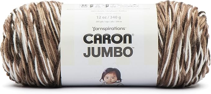 Caron Jumbo Prints Chocolate Varg Yarn - 2 Pack of 340g/12oz - Acrylic - 4 Medium (Worsted) - 595 Yards - Knitting/Crochet