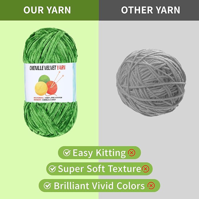 3 * 100g Velvet Chenille Chunky Yarn for Crocheting, Handcrafts Weaving Soft Chenille Yarn for Crocheting Clearance, Used for Making Baby Yarns Blanket, Clothes, Knitting Creations (Orange)