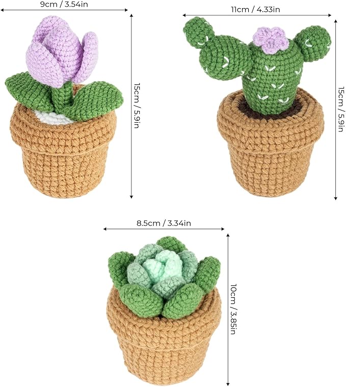 Dasonwin Crochet Kit for Beginners,Crochet Cactus with Step-by-Step Tutorials,Beginner Crochet Kits for Adults,Gift for Girls and Women.