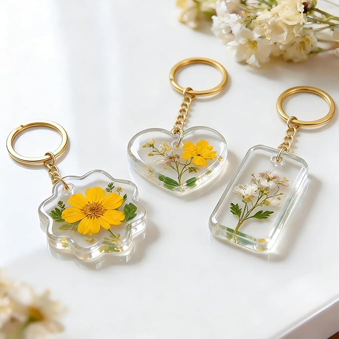 Resin Jewelry Molds, Keychain Resin Molds Silicone with Hole, 4 Styles Arc Edge Pendant Silicone Molds for Epoxy Resin Jewelry, Earring, Necklace, Keychain Making Kit