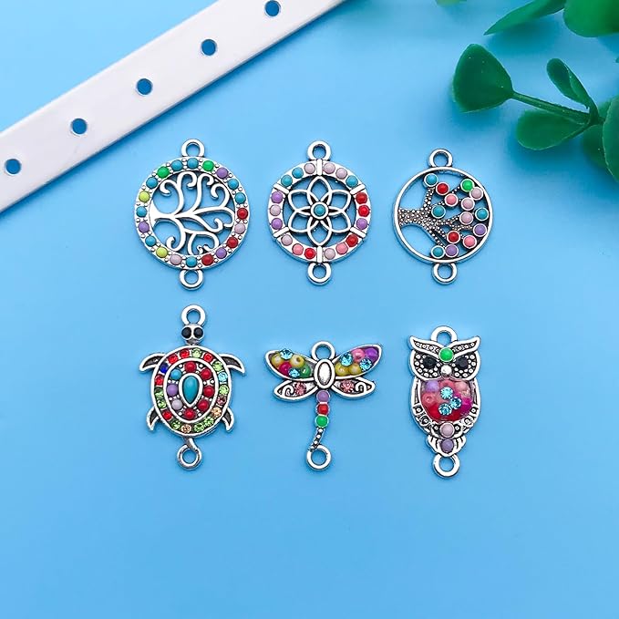Youdiyla 36pcs Alloy enamel double hanging ethnic style set series Pendant Jewelry Making DIY Keychain Earrings Pendant Various Design Charms for Jewelry Making Bracelets Necklace (SN385)