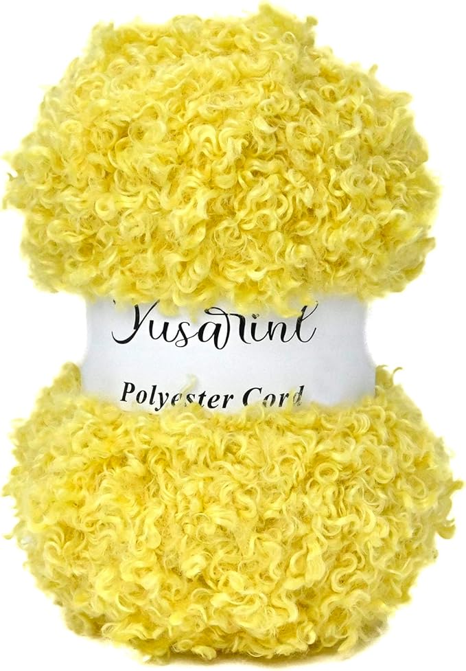 (32 Colors Available) Yusarinl Teddy Bear Yarn,Fuzzy Yarn for Crochet Polyester Plush Fur for Crafts Fluffy Fuzzy for Knitting(3.35 oz, 40 yds)-Yellow