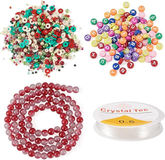 Spritewelry Friendship Bracelet Making Kit with Glass Seed Beads 8mm Red Clay Beads Bracelet Making Kit for Adults Letter Bead for Jewelry Making DIY Crafts Gift Supplies 1 Bag