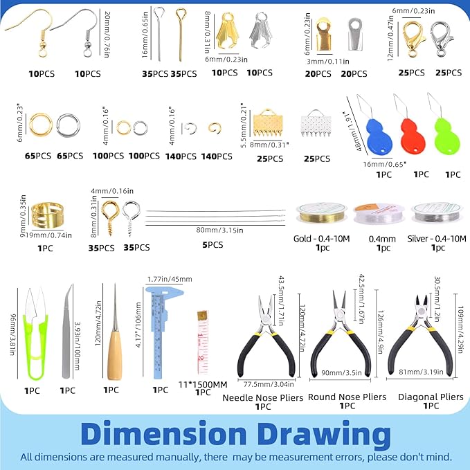 Glarks 951Pcs Making Supplies Kit with Jewelry Tools, Includes Pliers, Jewelry Wires, Jewelry Findings for Jewelry Making and Repair