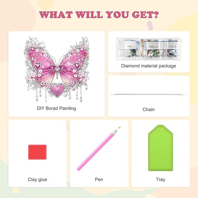 HEIBAGO Diamond Art Hanging Kits for Adults Kids, Hanging Diamond Art Butterfly, 5D Special Shaped Crystal Diamond Painting Kit Flower, DIY Pattern Window Pendant for Home Wall Decor 8.3x8.3Inch
