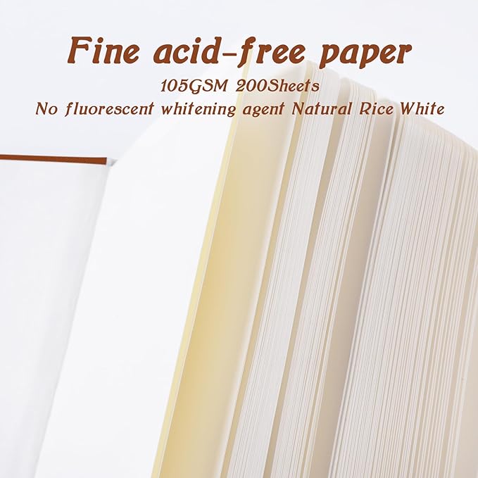 Mix Media Pad,3.5"x5.5" Small Hardcover Leather Art Sketchbook,105 GSM 200 Sheets/400 Pages Acid Free Artistic Painting Drawing Sketching Writing Paper, Handy Pocket Journal Notebook.Brown