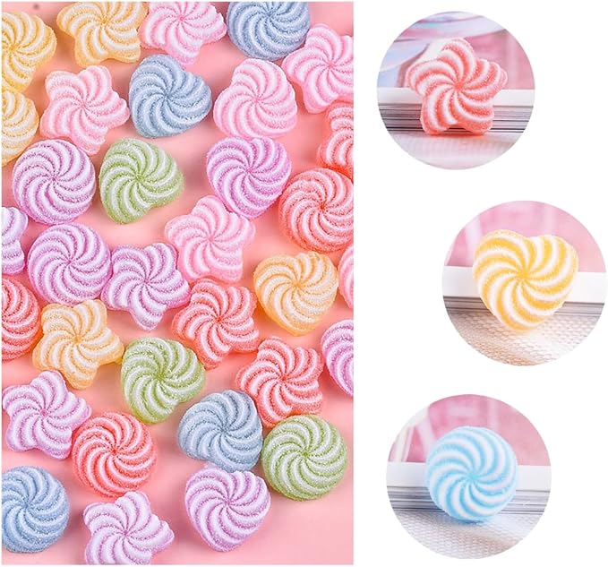 50 pcs Jelly Sugar Candy Flatback Charms, DIY Craft Making Resin Jewelry Making Kit, Heart Star Resin Flatback Beads for Women DIY Scrapbooking Crafts Hair Clips Cell Phone Case Making