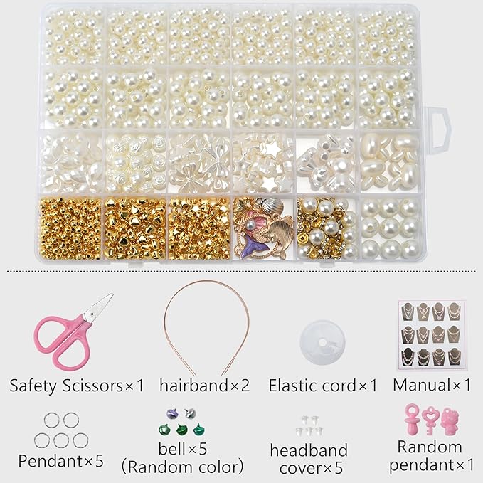 DIY Pearl Bracelet Making Kit-720pcs Real Shell Pearls & Starter Tool Set,Jewelry Craft Supplies for Women,Creative Beading Kit with Storage Box-Ideal for Birthday,Party Favors（720PCS）