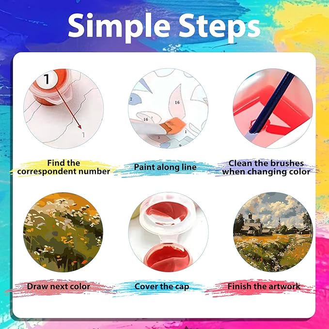 xcemhil Landscape Paint by Numbers Kit for Adults Beginner, Landscape Paint by Numbers for Adult, Acrylic Paint by Number Kits Suitable for Home Wall Art Decor Gifts - 16x20 Inch