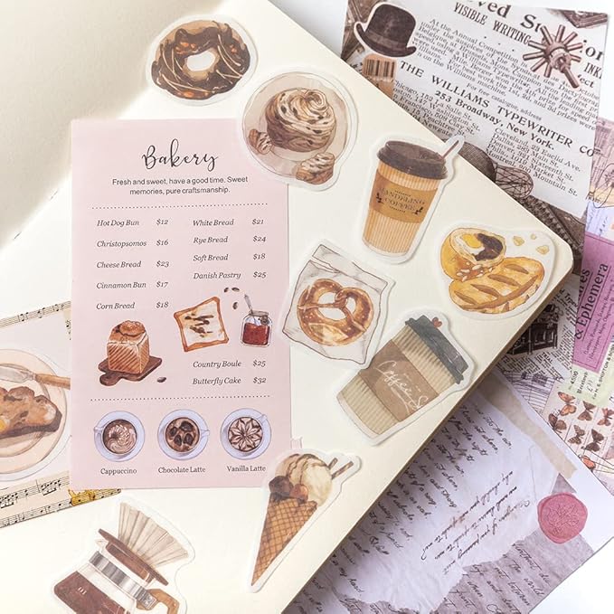 Aldieco 260pcs Vintage Scrapbooking Stickers Pack, DIY Retro Journaling Supplies Stickers kit,Scrapbook Paper Accessories,Coffee Scrap Book Washi Paper Stickers(nuanjushouji)