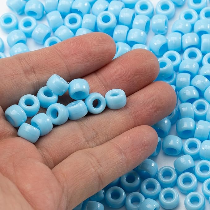 Gxueshan 1000 Pcs Blue Acrylic Pony Beads 6x9mm Bulk for Pens Friendship Bracelet Necklace Jewelry Making Earring Hair Braiding Kandi Beads