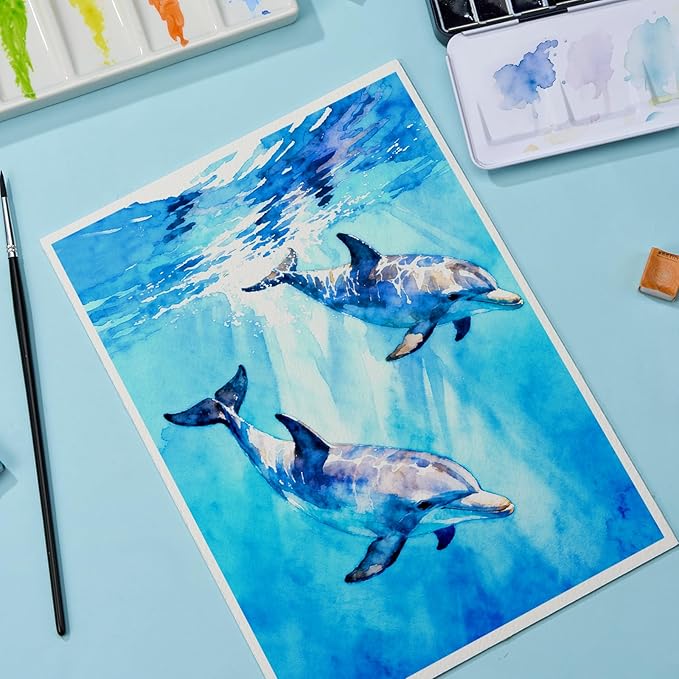 Paul Rubens Professional Watercolor Set - 24 Vibrant Ocean Colors for Seascape Painting, Artist-Grade Travel Watercolor Paints in Portable Metal Tin Box, Ideal for Artists, Beginners & Students