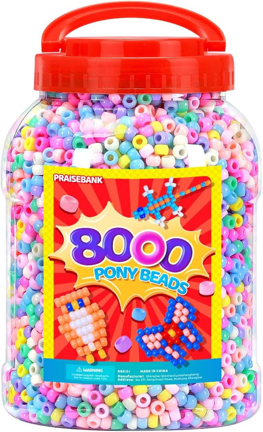 praisebank pony beads, 8000pcs 6x9mm, wholesale beads, bracelets jewelry making, arts & crafts(candy)