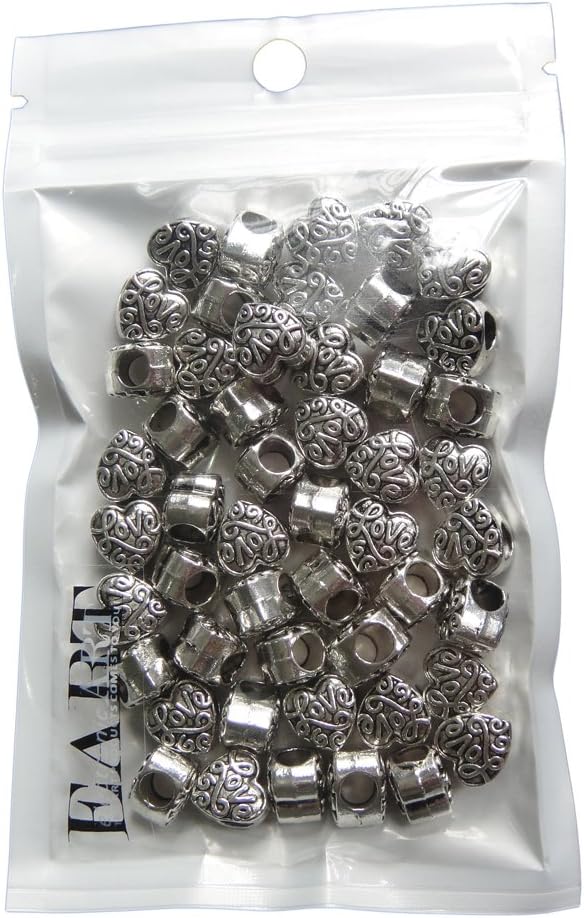 RUBYCA 30pcs Tibetan Silver Tone Spacer Beads Fit European Charms Bracelet HRUBYCA with Love Design