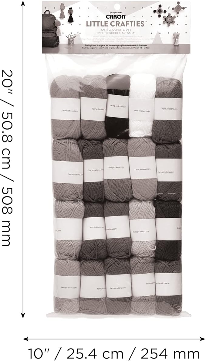 Caron® Little Crafties™ 20 Assorted Acrylic Yarn Skeins 63yd Each for Knitting and Crochet Projects , Multipack Starter Kit