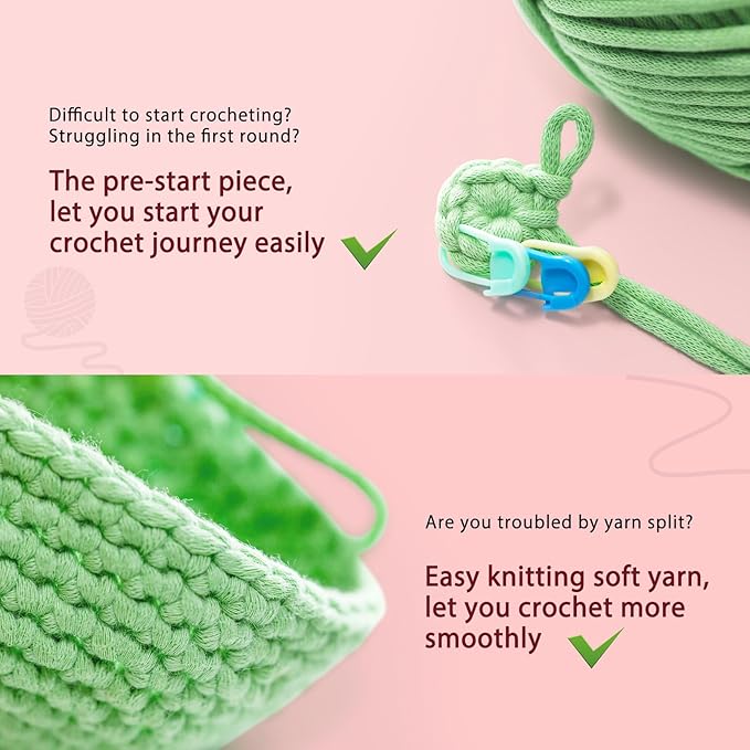 CrochetBox Crochet Kit for Beginner, Pig Easy Learn How to Crochet Stuffed Animals Gift for Adults and Teen(), Knitting Set with Yarn Hook Stitch-by-Stitch Video Tutorial(30%+ Yarn)