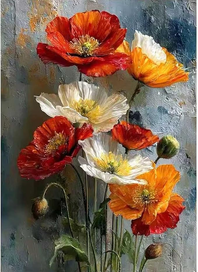 Diamond Art Painting Kits for Adults Beginners, DIY Diamond Painting Kits for Flowers,5D Full Drill Diamond Flowers Painting Kits for Home Wall Decor 12x16 Inch
