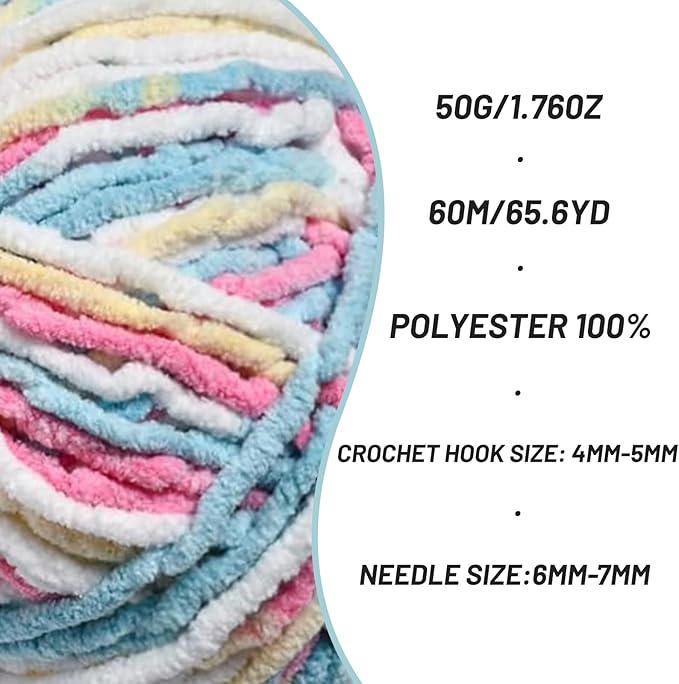 4 Pack Fluffy Velvet Yarn for Crocheting，Baby Blanket Yarn for Crocheting Soft，200g(262.4yds) Amigurumi Yarns，Plush Chenille Crochet Yarns，Puzzle Yarn for Crochet Weaving Craft(4 Candy Color)