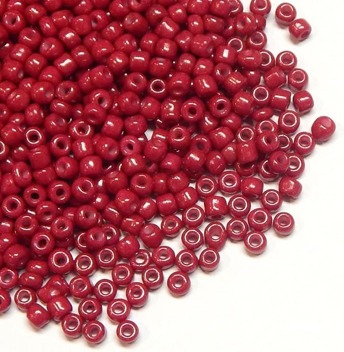 Perlin Glass Seed Beads 4mm 6/0 Round 1100pcs Mini Small Pony Spacer Beads Kit for Jewelry Making Earrings Bracelets Pendants Waist DIY Handmade (Wine Red Opaque)