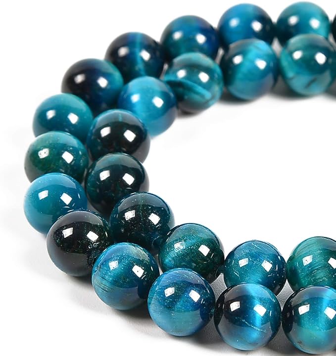 36pcs 10mm Natural Aquamarine Tiger's Eye Gemstone Round Spacer Loose Stone Beads for Jewelry Making 15.5" 1 Strand (Aquamarine Tiger's Eye, 10mm 36Beads)