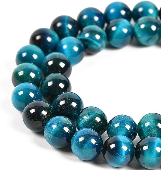 60pcs 6mm Natural Aquamarine Tiger's Eye Gemstone Round Spacer Loose Stone Beads for Jewelry Making 15.5" 1 Strand (Aquamarine Tiger's Eye, 6mm 60Beads)