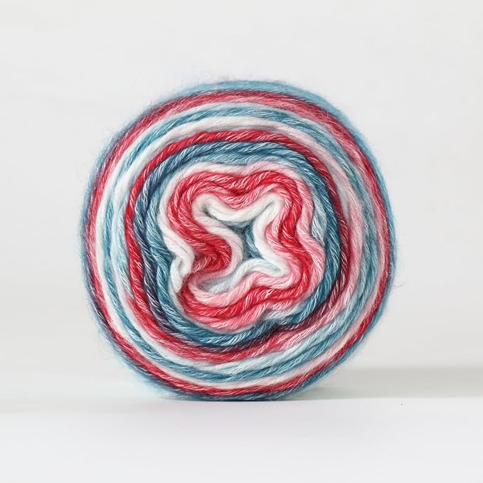 Crocheting Knitting-Gradient Cake Yarn, Soft Multicolor Medium-Fine Blended Yarn, Weight 100 Grams, Contains 60% Cotton 30% Acrylic 10% Wool. Suitable for Scarf, Gloves, Shawl, Blanket.(1157)