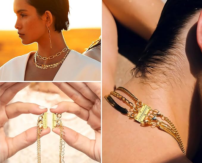 layering necklace clasp,18 k gold and silver separator for stackable necklaces