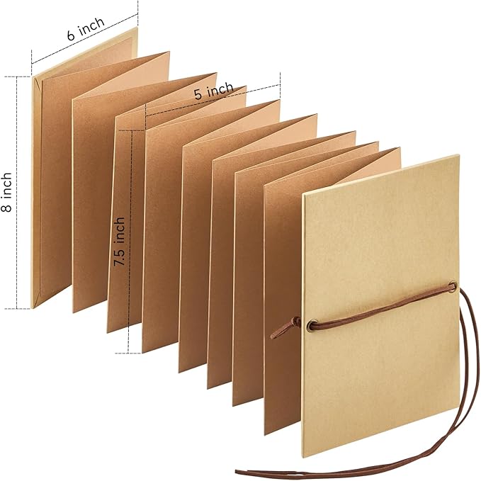 2 Pack Jutieuo Scrapbook Albums 6x8 Inch Small Photo Album with DIY Accessories Set, Stretchable Folding Kraft Paper Memory Book for Wedding Anniversary (Brown)